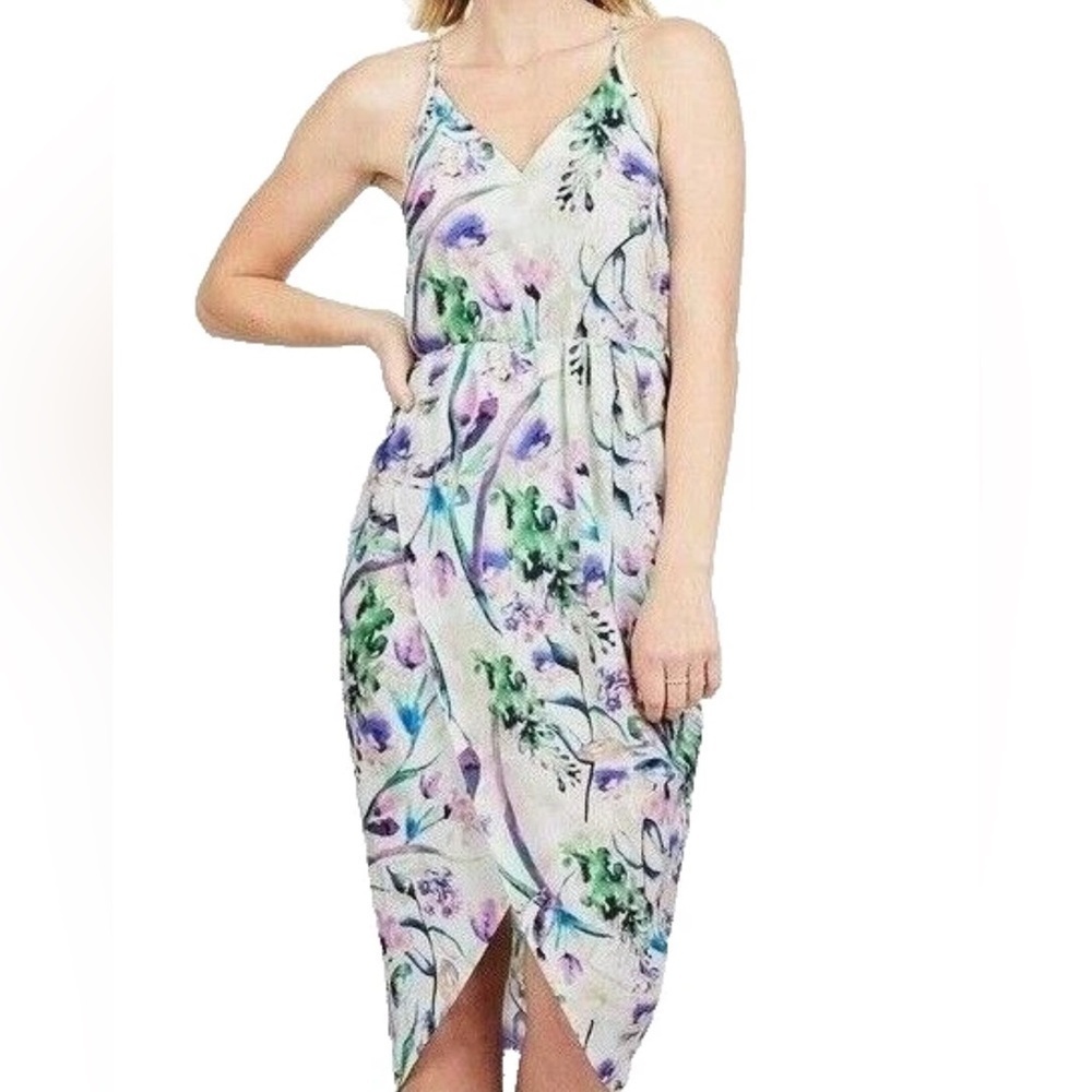 Amanda Uprichard Boho Watercolor Floral Tulip Dress – Lightweight & Chic, XS